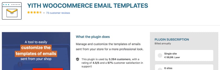 YITH WooCommerce 电子邮件模板是最好的电子邮件定制器插件之一
