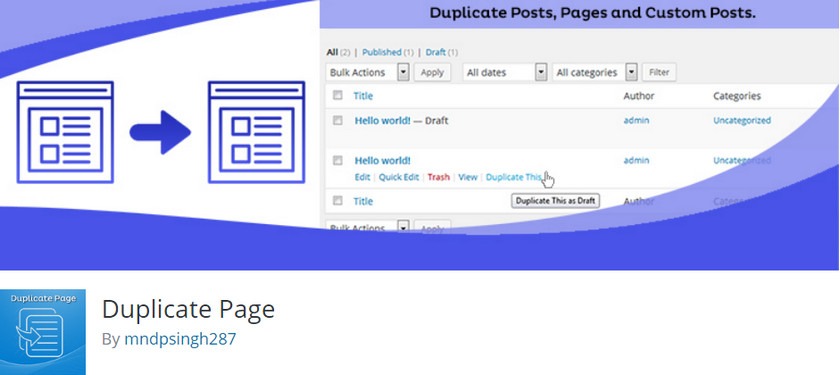 WordPress文章复制插件 Duplicate Page